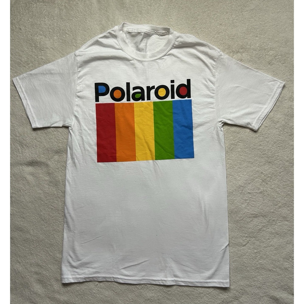 Polaroid Retro Rainbow Logo Graphic T Shirt Vintage Style Size Small